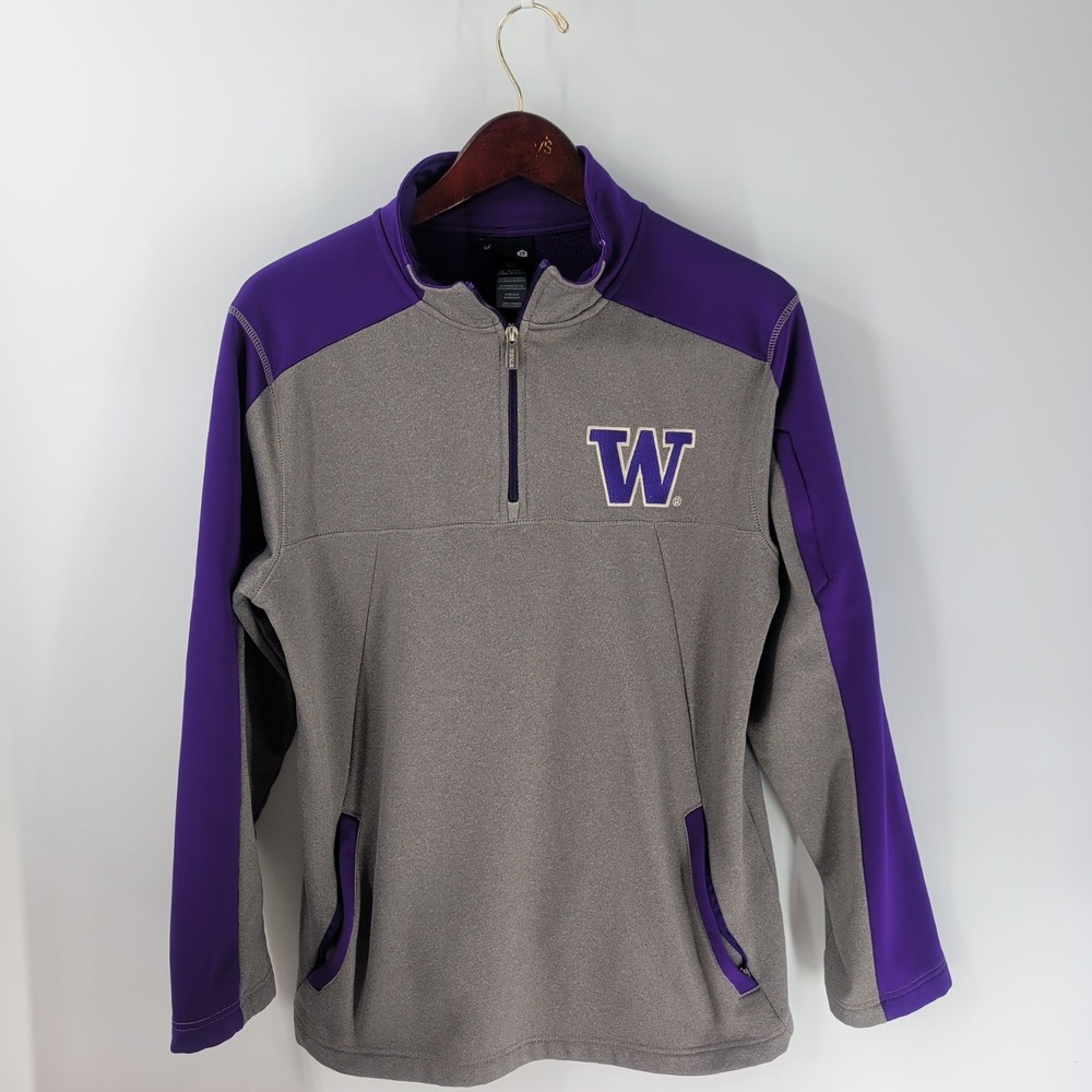Washington Huskies Football Gen 2 Mens Gray Purple‎ 1/4 Zip Sweatshirt Size M